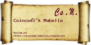 Csincsák Mabella névjegykártya